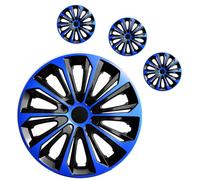 4X Tapacubos De 15" Para Ruedas De 15 Pulgadas Azul / Negro Nuevo Lote De 4 Pcs