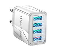 4x USB 3.0 Fast Charger 220V con LED 3.1A Gray