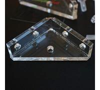 4x V3 escuadras, acrílico transparente 5 mm + 20 tornillos M5 | 50 mm, 4x, 5 mm, +20 M5: Escuadras acrílicas transparentes: fijación discreta para estantes, vitrinas y muebles