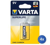 4x Varta Superlife 9V Batería Desechable De Zinc-Carbono