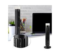 4X Ventilador de Aire Portátil, Ventilador de Torre Aerodinámico con LED, Viento Potente, Diseño Sin Aspas Que Ahorra Espacio, Interfaz USB Negro