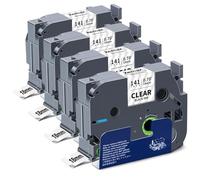 4x XemaX Cinta de Etiquetas Compatible para Brother Cinta 18mm TZe-141 TZ-141 P-Touch Negro sobre Transparente Cassette para Brother P-Touch Etiquetadora PT-D600 D400 D450 P900W E550W P750W P710BT