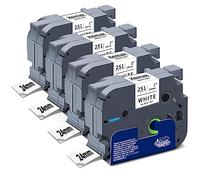 4x XemaX Cinta de Etiquetas Compatible para Brother P-touch TZe-251 TZ-251 TZc-251 Cinta de 24 mm 1" para Impresora Brother PT-2480 P700 H500 D600 E500 E550 P750W P300BT Cube Plus, Negro sobre Blanco