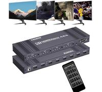 4x4 HDMI Matrix Switch, 4K HDMI 4 in 4 Out Switch Box con IR Remote Control, 3 Modos, Soporta Control RS232, Ultra 4K@60Hz, 3D, HDCP 2.2