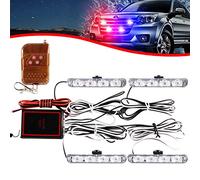 4x4 LED 4 en 1 Remoto Inalámbrico Luz de Advertencia Estroboscópica DC12V Intermitente de Emergencia Lámpara de Baliza Advertencia Estroboscópica Luz Externa de Emergencia(Rojo y Azul)