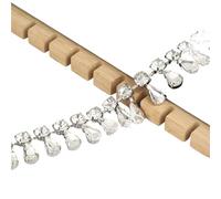 4x8/5x10mm Crystal Rhinestone Trim Chain Sliver Glass Applique Diy Sew On Wedding Dress(8x13 Drop with 8mm)