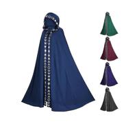(4XL-5XL,Black)Hooded Cloak Medieval Renaissance 5-color Cloak Halloween Cosplay Costumes Film And Television Cos Costumes