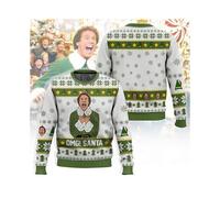 (4XL,EL40071)the Elf Ugly Sweater for Men 2025 New Winter Warm Cozy Holiday Party Funny Xmas Pullover Family Christmas Gift Sweater