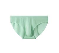 (4XL,light green)Yousheng Men Seamless Ice Silk Briefs Low-rise 3D U-convex Ultra-Thin Panties Solid Color Quick Drying Underwear