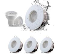 4XSweier LED empotrable IP65 impermeable con blanco frío 6000K GU10 base para baño y cocina techo proyector, 68 mm no regulable
