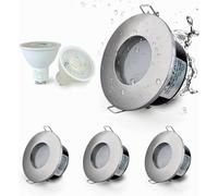 4XSweier LED empotrable IP65 impermeable con LED GU10 blanco frío 6000K GU10 base para baño y cocina techo proyector, 68 mm no regulable