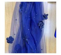 4yard 3D Flower Pearl Mesh Fabric Embroidery Beading Yarn For Wedding Dress Evening Bridal Veil DIY Sewing(Color 5)