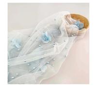 4yard 3D Flower Pearl Mesh Fabric Embroidery Beading Yarn For Wedding Dress Evening Bridal Veil DIY Sewing(Color 11)