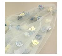 4yard 3D Flower Pearl Mesh Fabric Embroidery Beading Yarn For Wedding Dress Evening Bridal Veil DIY Sewing(Color 14)