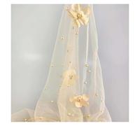4yard 3D Flower Pearl Mesh Fabric Embroidery Beading Yarn For Wedding Dress Evening Bridal Veil DIY Sewing(Color 9)