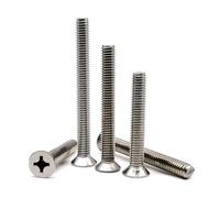 5/10/50 Uds alargado M2 .5 M3 M4 M5 M6 M8 3-100mm tornillo de cabeza avellanada plana cruzada A2-70 acero inoxidable 304 GB819(16mm,50pcs M3.5)