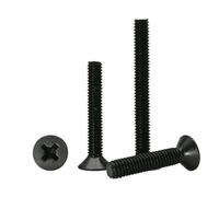 5/10/50 Uds GB819 Largo Alargado M1.6 M2 .5 M3 M4 M5 M6 M8 Negro 304 Tornillo De Cabeza Avellanada Plana Cruzada Acero Inoxidable(8mm,50pcs M1.6)