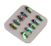 5/10 anzuelos para moscas, señuelo de pesca con mosca con plumas y lentejuelas, diseño brillante y atractivo para aumentar la tasa de mordida y reducir el escape de peces, tamaño de gancho 14 (A 10