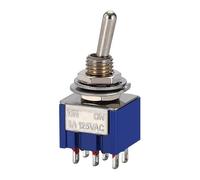 5/10 PCS,Toggle Switches,Deep Blue,Mini,6 Pin,ON-ON/ON-OFF-ON,DPDT,Power Switch Button,3A/250V,6A/125V AC,MTS-202,Switch(MTS-202,10Pcs)