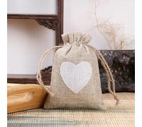 5/10 piezas/lote bolsas adhesivas de regalo con cordón en forma de corazón, sacos para regalos de fiesta de Navidad, bolsas de arpillera de yute para boda, 8x10/10x14/13x18cm-caqui-10 piezas-13x18cm