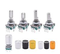 5/10 Uds 360 interruptor de botón de perilla Codificador rotatorio EC11 potenciómetro Digital Incremental de 20 posiciones 15/20mm ciruela medio eje(Half Handle Silver,10pcs)