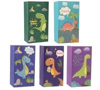 5/10 Uds bolsas de regalo de papel de dinosaurio bolsa de embalaje de galletas de caramelo Jungle ROAR Dino decoración de cumpleaños para niños Baby Shower-Mix Style B,5 uds