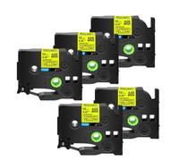 5 10 Uds etiquetas laminadas fluorescentes cinta negra sobre amarilla 6mm 9mm 12mm 18mm 24mm Compatible con suministros de impresora TZ TZe C31(5PK Black on Yellow)