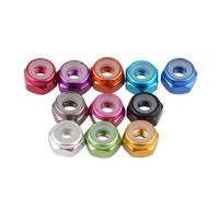 5/10 Uds M2 M3 M4 M5 tuercas hexagonales de bloqueo de inserción de nailon de aleación de aluminio anodizado colorido(Wine red,M4-5pcs)