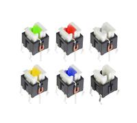 5/10 unidades de interruptores táctiles momentáneos de botón pulsador de 6 x 6 mm con orificio pasante y LED verde, amarillo, rojo, blanco y azul.(No LED light,10PCS)