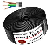 MAS Premium 5-100m de cable de goma flexible H07RN-F 3G 1, 3G 1,5, 3G 2,5, 3G 4, 3G 6, 3G 10 o 3x 1,5 para dispositivos pesados (H07RN-F 3G4 mm², 5m)