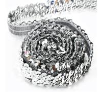 5/10M 30mm Sequins Lace Trim Glitter Elastic Band Clothes Dress Elasticity Ribbon Curtain Laces Fabric DIY Sewing Accessories(Silver,30mm-10Meters)
