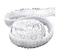 5/10M 30mm Sequins Lace Trim Glitter Elastic Band Clothes Dress Elasticity Ribbon Curtain Laces Fabric DIY Sewing Accessories(White,30mm-5Meters)