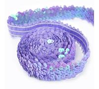 5/10M 30mm Sequins Lace Trim Glitter Elastic Band Clothes Dress Elasticity Ribbon Curtain Laces Fabric DIY Sewing Accessories(LightPurple,30mm-10Meters)
