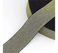 5/10Meters 10-50mm Elastic Band Nylon Bag Coat Glitter Rubber Tape Waistband Dress Belt DIY Sewing Accessory(Gold Black,10Meters,15mm)