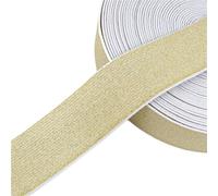 5/10Meters 10-50mm Elastic Band Nylon Bag Coat Glitter Rubber Tape Waistband Dress Belt DIY Sewing Accessory(WhiteGold,10Meters,15mm)