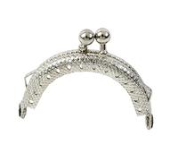 5/10Pcs 5cm Embossed Metal Coin Purse Frame Bag Handle Double Ear Wallet Kiss Clasp DIY MouthGold Bags Pendant Accessory(Silver,5cm-5Pcs)