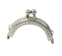 5/10Pcs 5cm Embossed Metal Coin Purse Frame Bag Handle Double Ear Wallet Kiss Clasp DIY MouthGold Bags Pendant Accessory(01-Silver,5cm-5Pcs)