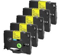 5/10pcs Las cintas laminadas de ID de compatibilidad universal flexible funcionan con TZ TZE-FX231 FX131 FX631 6mm Etiquetas para el reemplazo del mercado de accesorios PT-1000(5PK Black on Yellow)