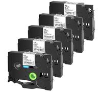 5/10pcs Las cintas laminadas de ID de compatibilidad universal flexible funcionan con TZ TZE-FX231 FX131 FX631 6mm Etiquetas para el reemplazo del mercado de accesorios PT-1000(5PK Black on White)