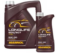 5+1L Mannol Longlife 5W-30 Aceite 5W30 VW 504 00 507 00 BMW LL-04 MB 229.51