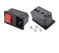 5/20/100 piezas AC-01-2 3 pines luz roja 10 A 250 V CA interruptor basculante toma de entrada de alimentación conector C14(20PCS)