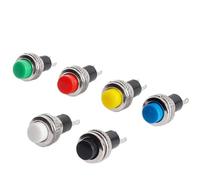 5/20/100 piezas DS316 interruptores pulsadores de 10 mm de montaje en panel de 0,5 A y 250 V CA, apagado y encendido momentáneos DS-316, color negro, verde, amarillo, azul, y rojo(50R,100PCS)