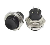 5/20 interruptores pulsadores momentáneos de 16 mm, redondos, de 2 pines, DS-212, eléctricos.(Black,20pcs)