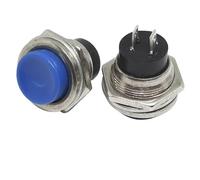 5/20 interruptores pulsadores momentáneos de 16 mm, redondos, de 2 pines, DS-212, eléctricos.(Blue,20pcs)