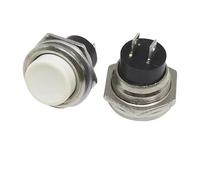 5/20 interruptores pulsadores momentáneos de 16 mm, redondos, de 2 pines, DS-212, eléctricos.(White,20pcs)