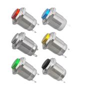 5/20 piezas 12mm impermeable momentáneo cabeza alta autorecuperación redondo arranque de coche bocina altavoz campana interruptor botón colores automático(Green,5PCS)