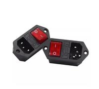 5/20 piezas AC-01B-1 rojo 10A250VAC 3 terminales de toma de corriente LZ-14-F19 con interruptor de fusible 10A Wlre AC cable de alimentación enchufe de entrada(20PCS)