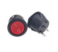 5/20 piezas interruptor de alimentación basculante redondo 6A 250V 2 pines posición ON OFF interruptores de palanca de barco SPST botón negro Mini(2Pin Red,5PCS)