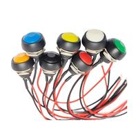 5/20 piezas interruptor de botón momentáneo 12mm encendido apagado PBS-33B redondo reinicio automático con cable 2 pines 1A DC12V(Yellow Reset,5PCS)