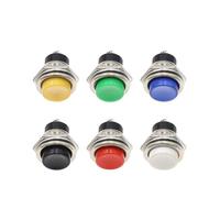 5/20 piezas interruptor de encendido de 16MM interruptor rojo redondo DS-212 pequeño botón de reinicio automático interruptor de encendido de botón compuesto(Red,5PCS)